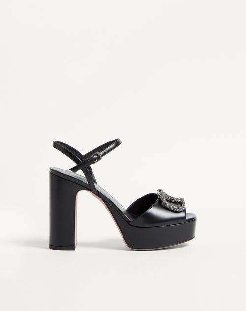 Valentino Garavani - Sandal With Vlogo Signature Platform In Calfskin 115mm - Black - Woman